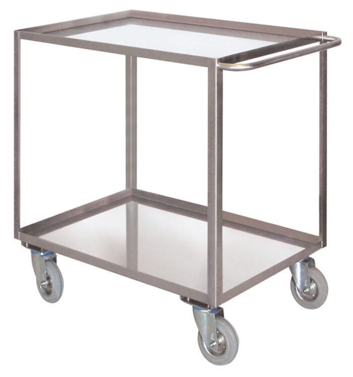 Portatutto Grande a 2 piani con bordo di contenimento in acciaio inox AISI 304 con ruote con freno Carmeccanica