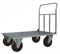 Pianale Maxi mm 1200x800 in acciaio inox con Ruote Pneumatiche Girevoli con freno Carmeccanica
