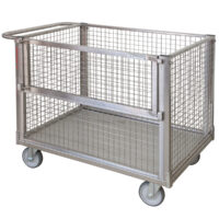 Pianale con quattro sponde in rete di cui una ribaltabile 2 ruote con freno Carmeccanica