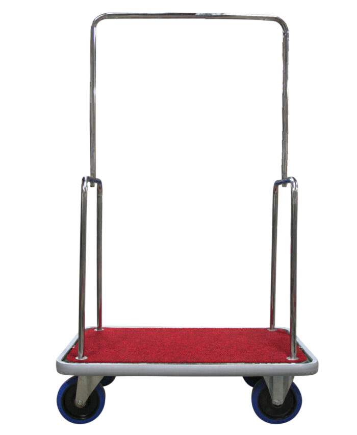 Carrello portabagagli "bus" in acciaio cromato piano rivestito in moquette rossa - immagine 3