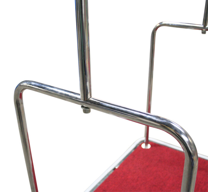 Carrello portabagagli "bus" in acciaio cromato piano rivestito in moquette rossa - immagine 4