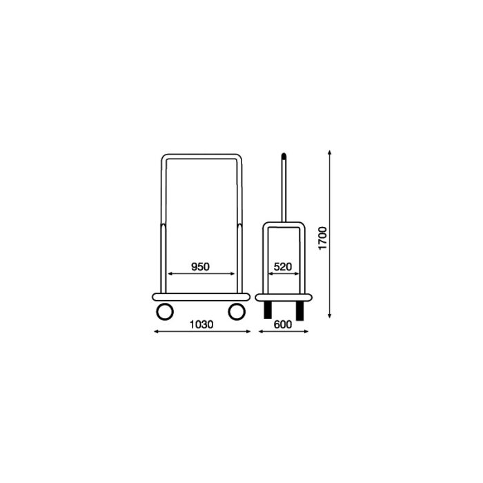Carrello portabagagli "bus" in acciaio cromato piano rivestito in moquette rossa - immagine 5