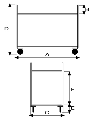 Carrello Grande di servizio a 2 ripiani in acciaio AISI 304  Carrelli Ho.Re.Ca.