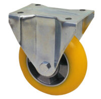 Ruota  alluminio poliuretano battistrada bombato d. 200x50- Supporto fisso