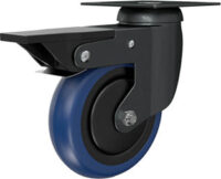 Ruota d. 75x25 Nylon poliuretano blu Girevole Freno