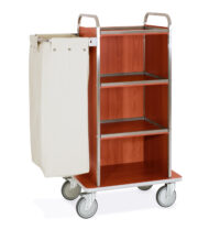 Carrello Porta Biancheria con Piani in Legno e Panneli su 3 lati