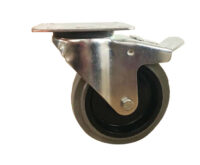 Ruota d. 125x36 Gomma Grigia Elastica Antimacchia - Supporto Medio Girevole Freno