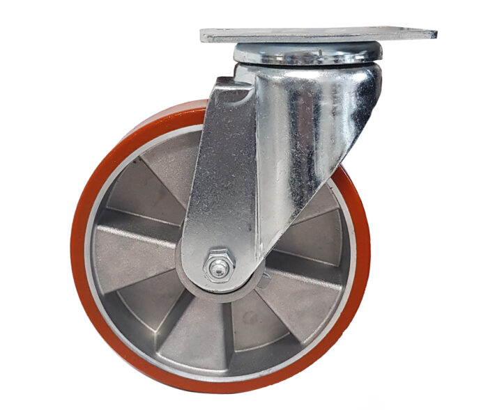 Ruota Alluminio Poliuretano ø200x50 - Supporto Girevole - immagine 2