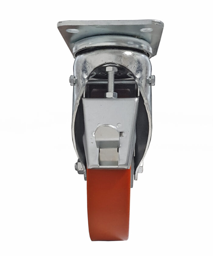 Ruota Alluminio Poliuretano ø160x50 - Supporto Girevole con Freno Posteriore - immagine 3