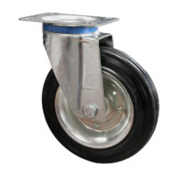 Ruota gomma nera d. 125x37 - Supporto Rotante