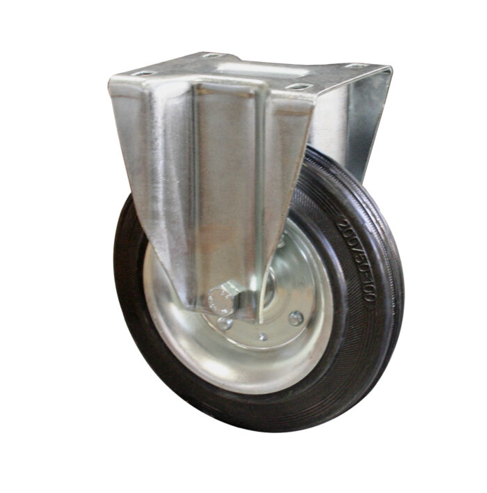 Ruota gomma  nera disco ferro d. 160x40 - Supporto fisso
