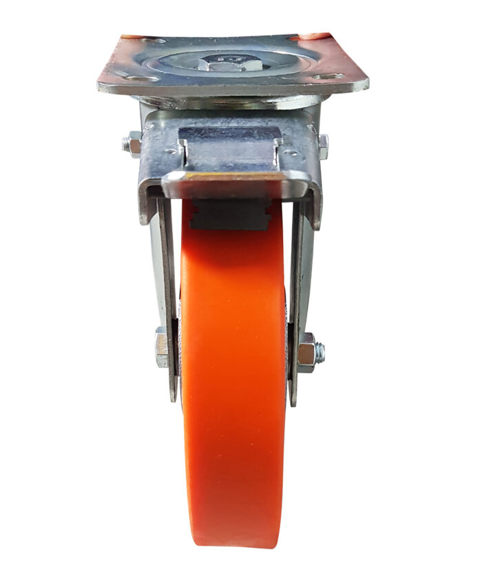 Ruota Ghisa Poliuretano d.200x50 Girevole con Freno - immagine 3