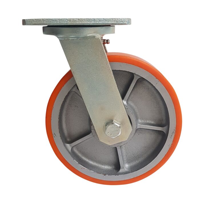 Ruota Ghisa Poliuretano d.125x50 - Supporto Rotante Elettrosaldato - immagine 2