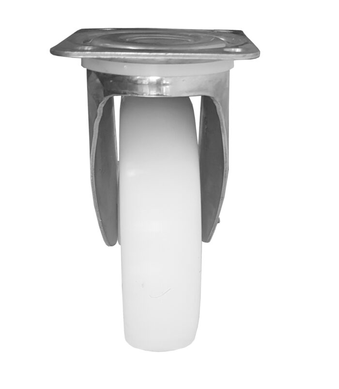 Ruota Nylon Bianco ø160x40 con Parafili Girevole Inox - immagine 3