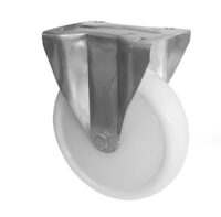 Ruota Nylon Bianco ø200x50 con Parafili Fissa Inox