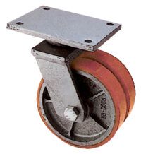 Ruota Gemellata in Ghisa Poliuretano d. 200x50 - Supporto Rotante