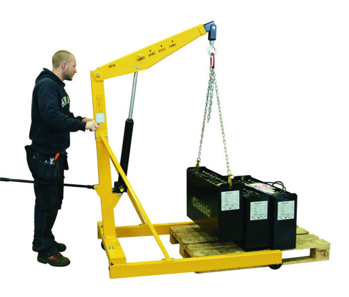 Gru idraulica per pallet smontabile con pompa effetto semplice 1000 kg - immagine 3