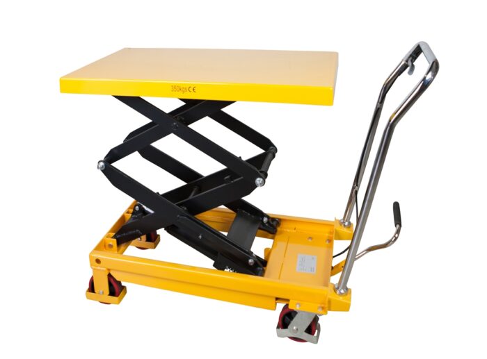 Piattaforma carrellata grande alzata 300 Kg con rulliera a 10 rulli folli.  Piattaforme Elevatrici Carrellate
